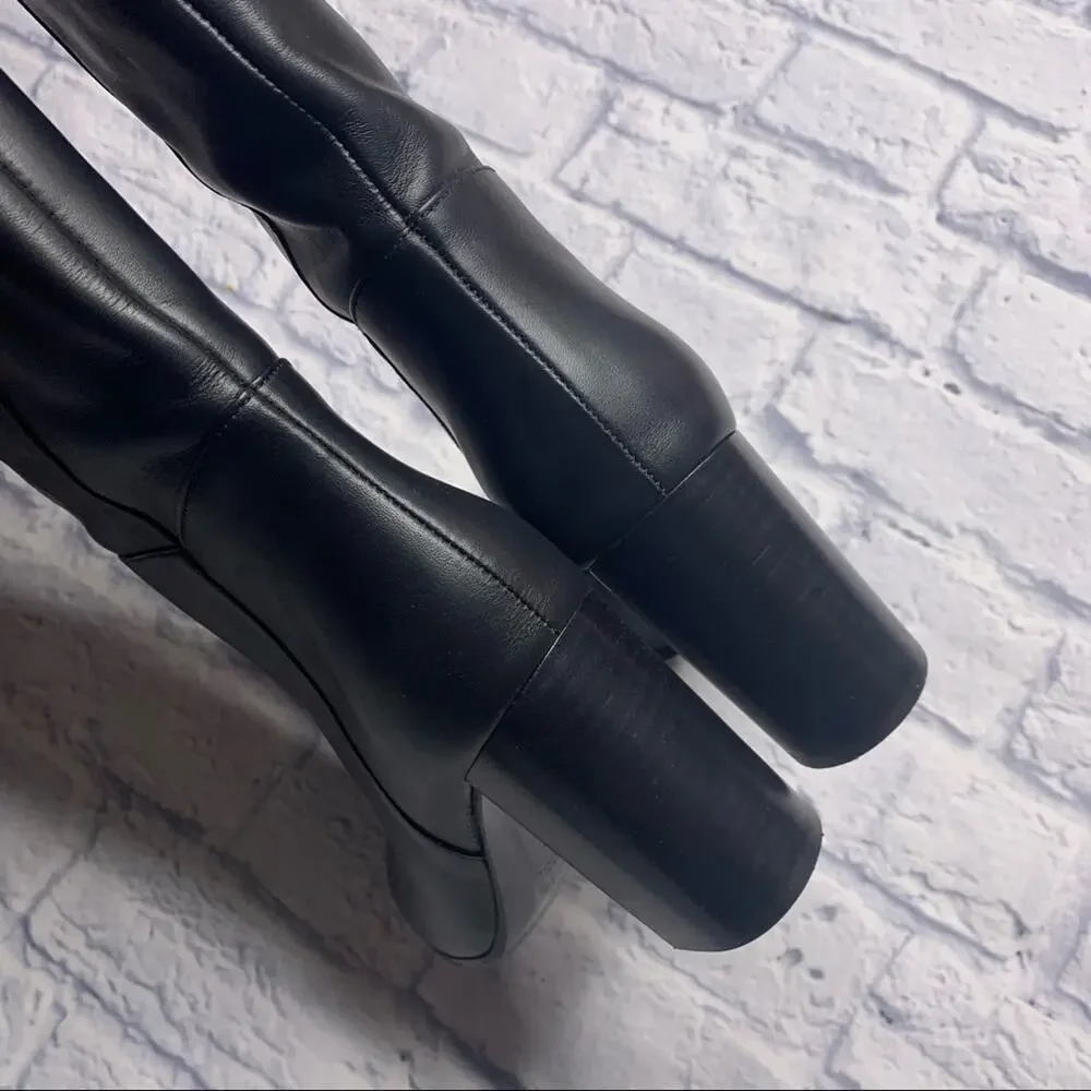 Maje Over The Knee Leather Boots in Black